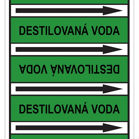 Značení potrubí, destilovaná voda, 505 ks, 100 × 60 mm